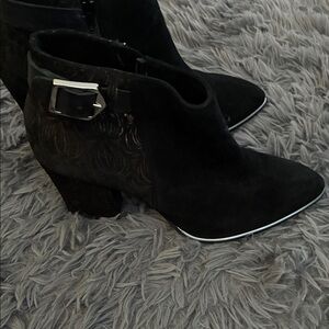 Chic Black Ankle Booties with Buckle Detail